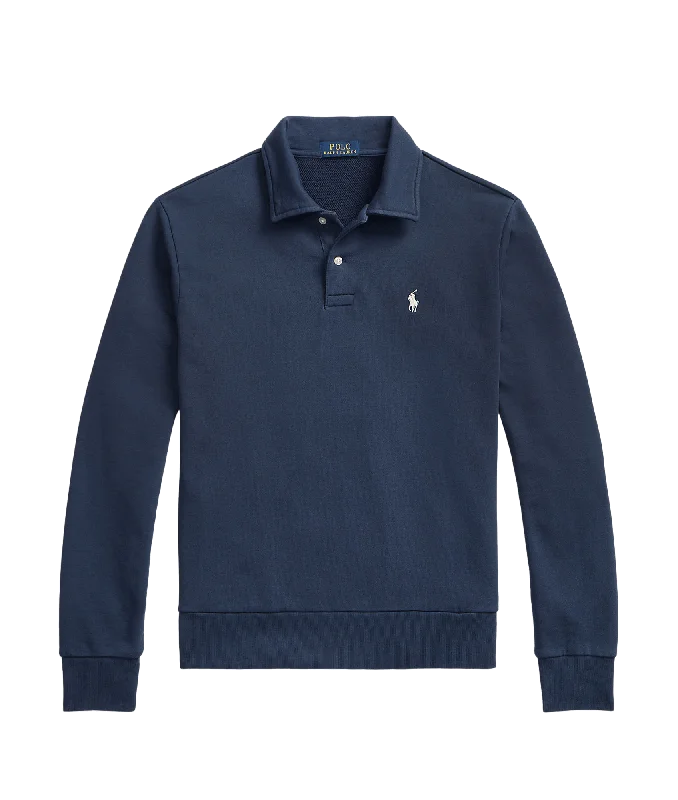 Loopback Fleece Collared Sweatshirt - Navy Hooded Sweatshirt Casual Wear Street Style Loopback Fleece Collared Sweatshirt - Navy Hooded Sweatshirt Casual Wear Street Style