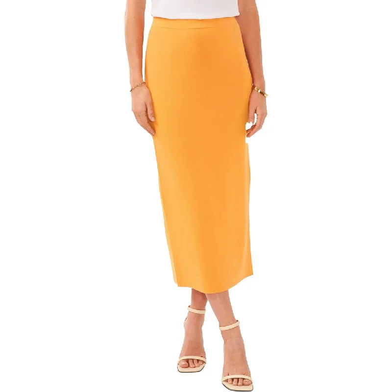 Womens Pencil Pull On Midi Skirt elastic waist skirt