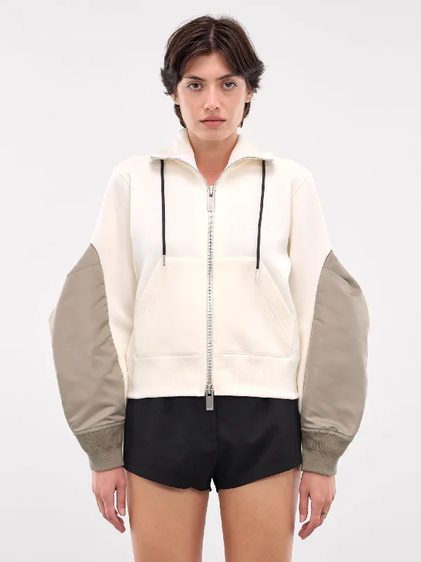 Nylon Twill x Sponge Sweat Hoodie (24-07536-198-IVORY-LIGHT-KHAKI) Hoodie with Mesh Breathable Sporty Nylon Twill x Sponge Sweat Hoodie (24-07536-198-IVORY-LIGHT-KHAKI) Hoodie with Mesh Breathable Sporty