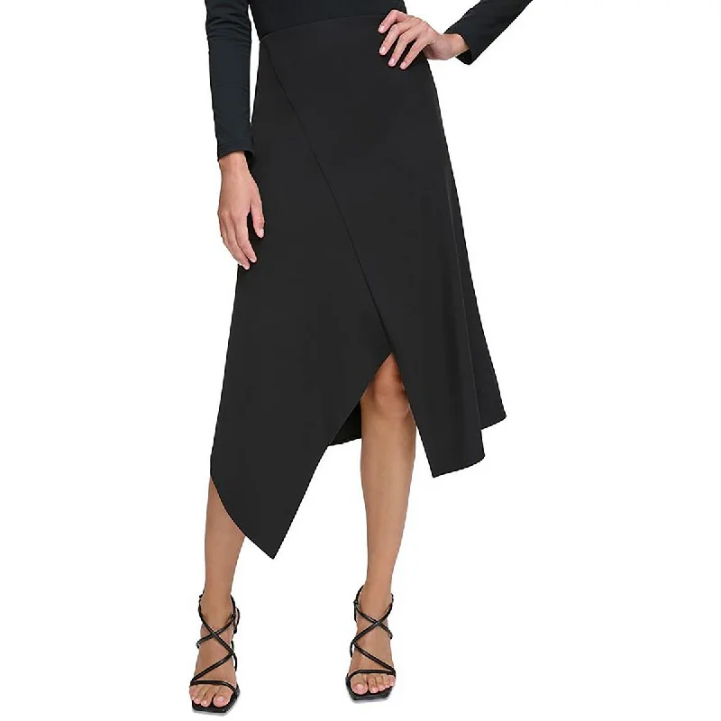 Womens Asymmetrical Back Hidden zipper Asymmetrical Skirt ribbed skirt waist