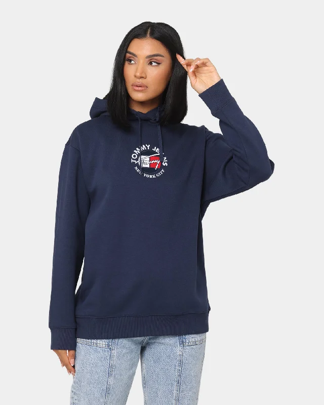 Tommy Jeans Women's Relaxed Timeless Logo Hoodie Twilight Navy Hoodie with Zipper Placket Modern Functional Tommy Jeans Women's Relaxed Timeless Logo Hoodie Twilight Navy Hoodie with Zipper Placket Modern Functional