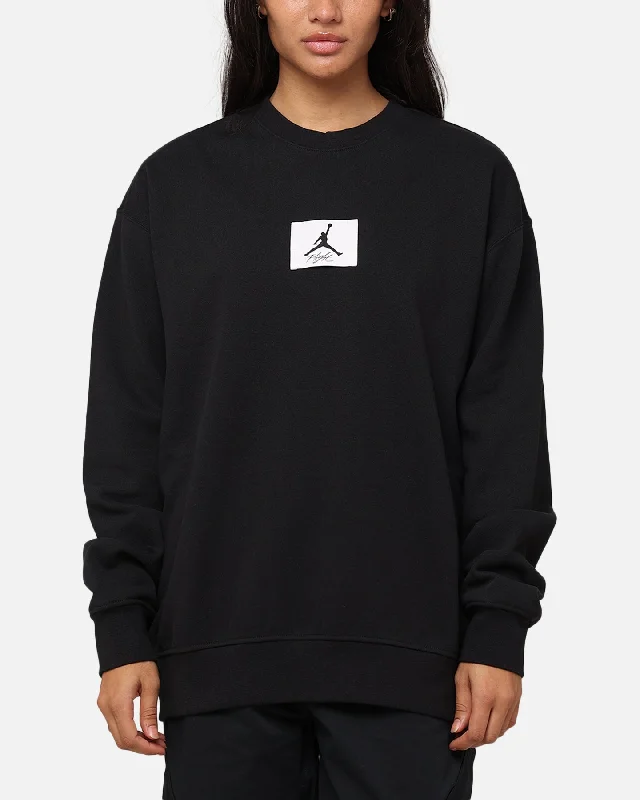 Jordan Essentials Fleece Crewneck Sweatshirt Black Hoodie with Raglan Sleeves Sporty Comfortable Jordan Essentials Fleece Crewneck Sweatshirt Black Hoodie with Raglan Sleeves Sporty Comfortable