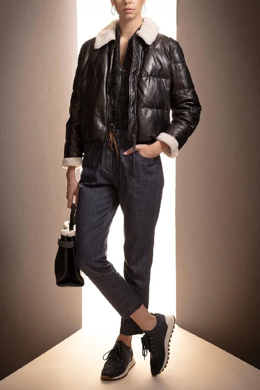 Drawstring Denim Trousers Trousers Essential Wardrobe
