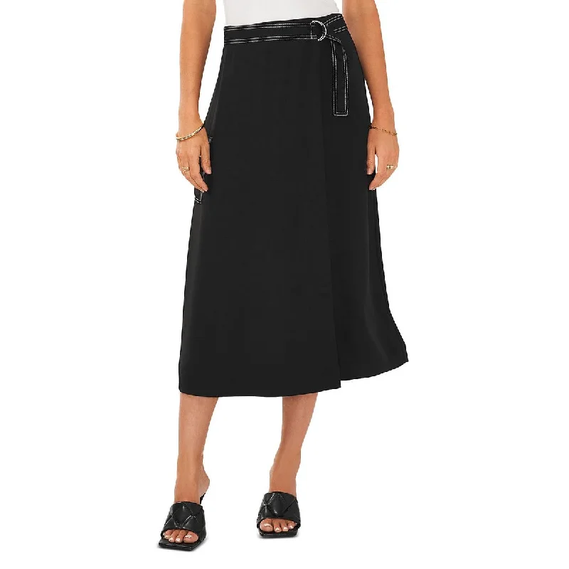 Womens Faux Wrap Belted Midi Skirt cashmere skirt soft