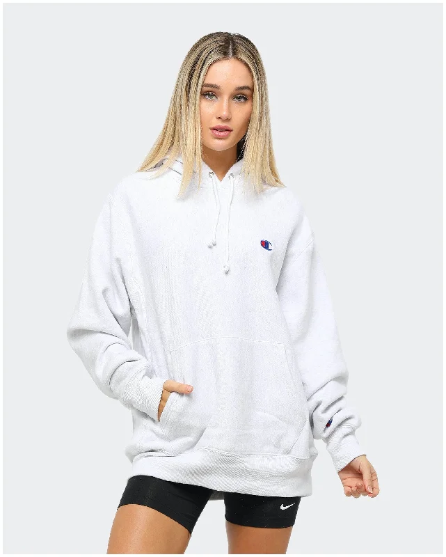 Champion Rev Weave Hoodie Silver Hoodie with Puffed Sleeves Voluminous Trendy