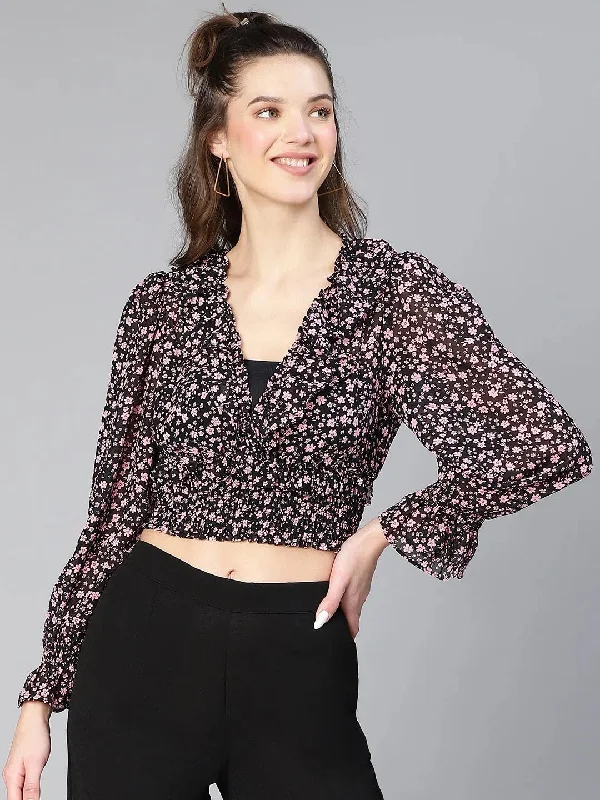 Women Purple Polyester Print Ruffled & Smocked Crop Top-S23074WBL001 Houndstooth Herringbone Solid Women Purple Polyester Print Ruffled & Smocked Crop Top-S23074WBL001 Houndstooth Herringbone Solid
