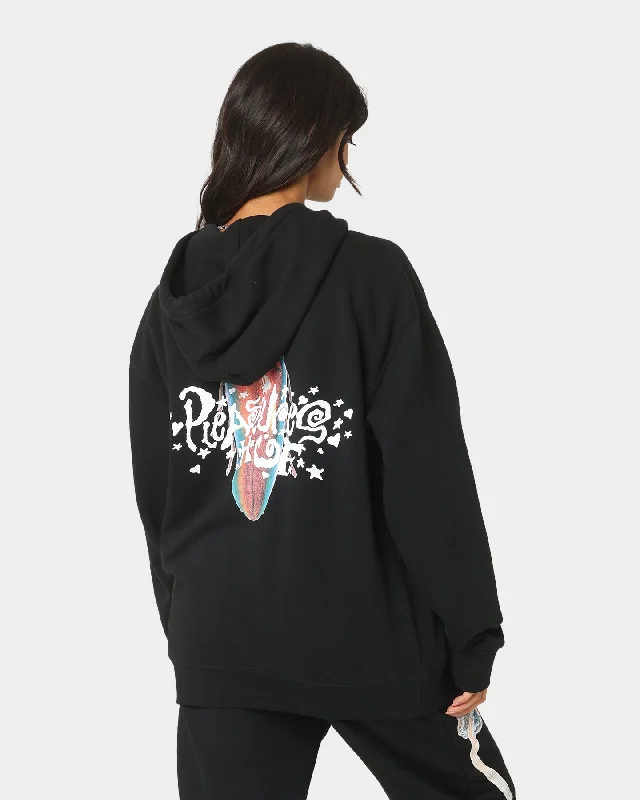 HUF X Pleasures Beetle Pullover Hoodie Black Hoodie with Slit Hem Functional Movement HUF X Pleasures Beetle Pullover Hoodie Black Hoodie with Slit Hem Functional Movement