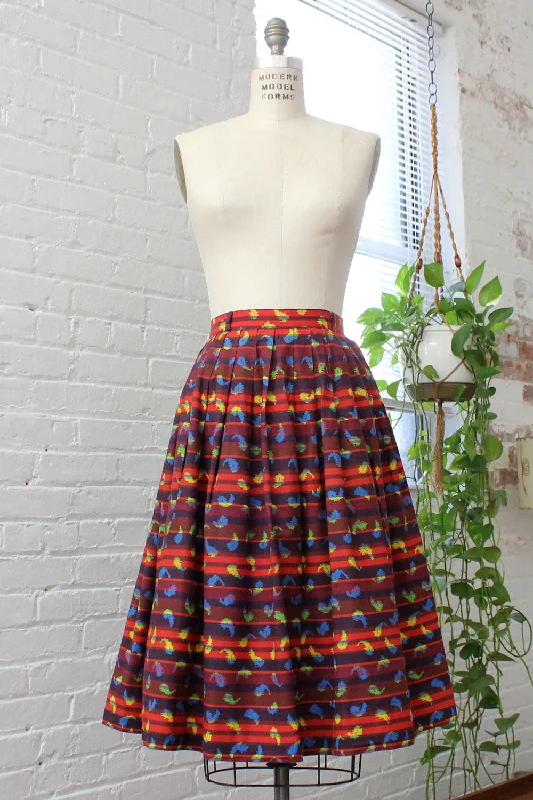 Brick Red Graphic Skirt M velvet skirt luxury