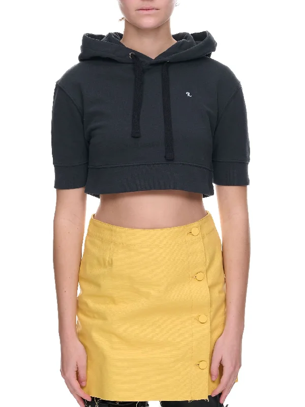 Cropped Hoodie (231-W174-19004-0044-DARK-NAVY) Hooded Sweatshirt Casual Wear Street Style Cropped Hoodie (231-W174-19004-0044-DARK-NAVY) Hooded Sweatshirt Casual Wear Street Style