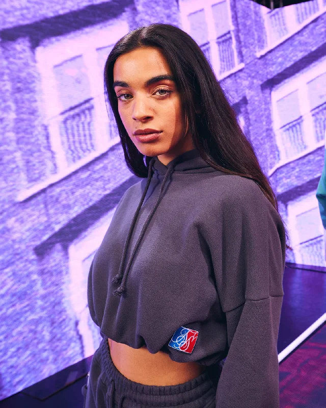 Sik Silk Women's Space Jam x SIK SILK Cropped Hoodie Dark Grey Hoodie with Magnetic Closure Innovative Modern Sik Silk Women's Space Jam x SIK SILK Cropped Hoodie Dark Grey Hoodie with Magnetic Closure Innovative Modern