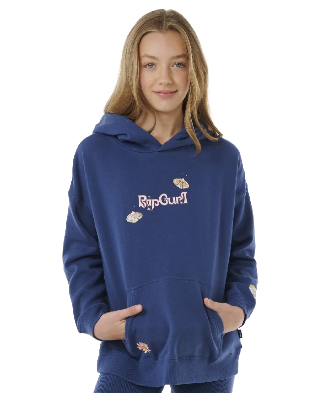 Girls Summer Solstice Hoodie in Washed Navy Hoodie with Mock Neck Collared Structured Girls Summer Solstice Hoodie in Washed Navy Hoodie with Mock Neck Collared Structured