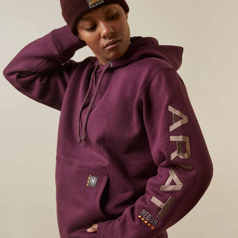 Ariat Women’s Rebar Graphic Hoodie- Potent Purple/Peppercorn Hoodie with Rolled Sleeves Casual Relaxed Ariat Women’s Rebar Graphic Hoodie- Potent Purple/Peppercorn Hoodie with Rolled Sleeves Casual Relaxed
