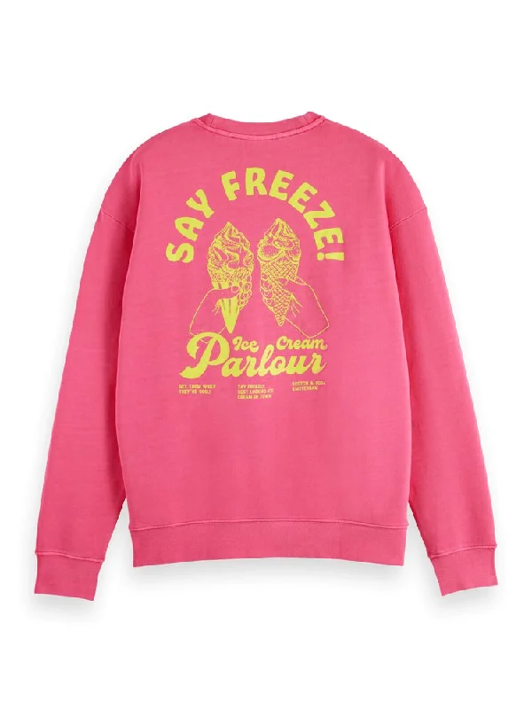 Scotch & Soda 'Say Freeze' Sweatshirt / Tropical Pink Hoodie with Hem Applique Textured Unique Scotch & Soda 'Say Freeze' Sweatshirt / Tropical Pink Hoodie with Hem Applique Textured Unique