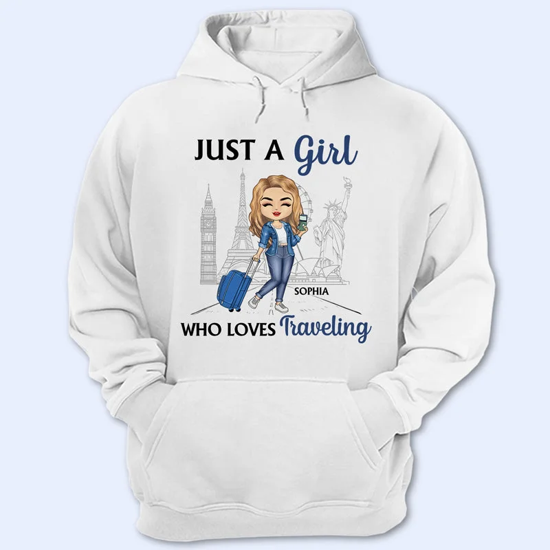 Just A Girl Who Loves Traveling - Gift For Travel Lovers - Personalized Custom Hoodie Hoodie with Bell Sleeves Flared Feminine Just A Girl Who Loves Traveling - Gift For Travel Lovers - Personalized Custom Hoodie Hoodie with Bell Sleeves Flared Feminine