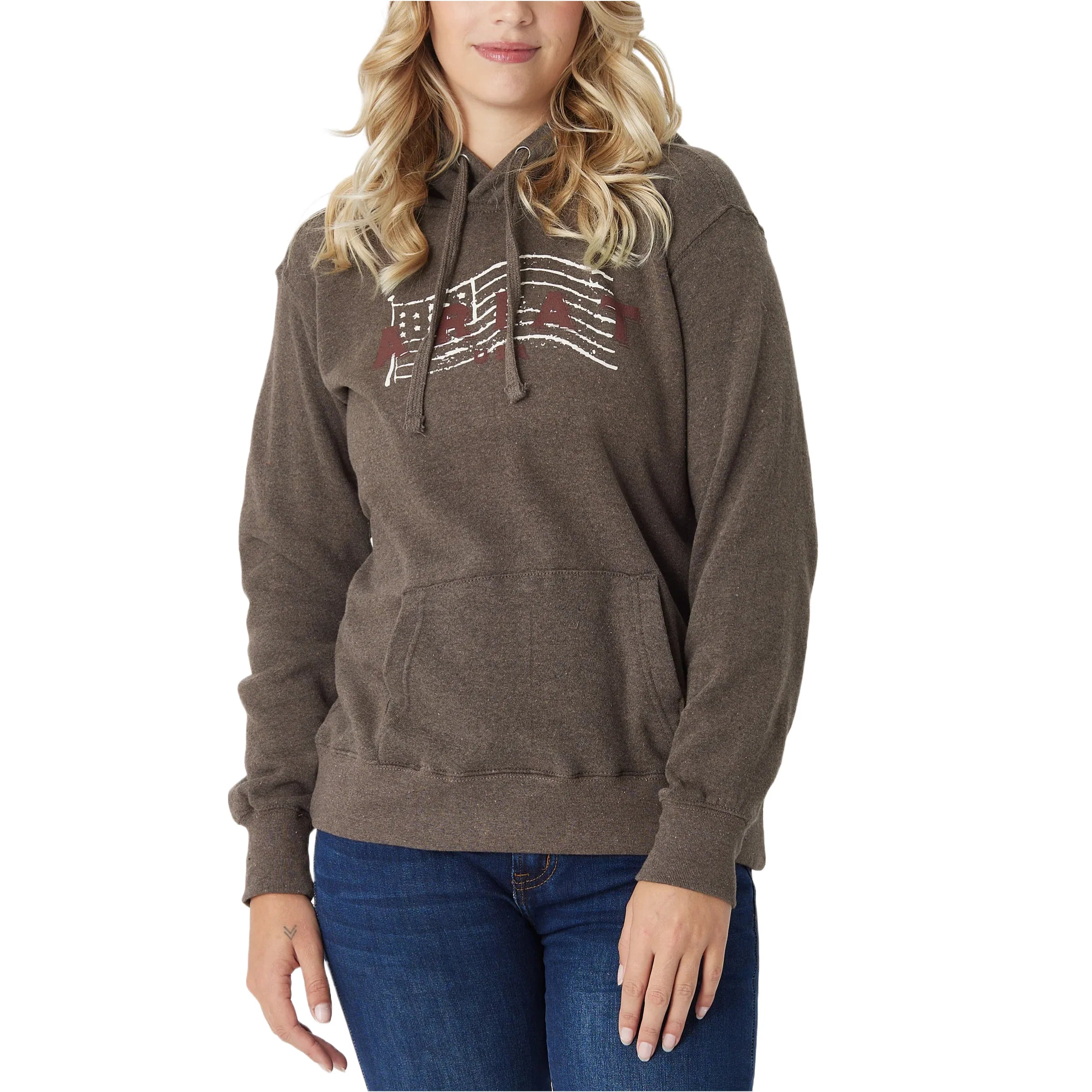 Ariat Women’s REAL USA Logo Hoodie-Brazil Nut Heather Hoodie with Hidden Zipper Minimalist Clean Ariat Women’s REAL USA Logo Hoodie-Brazil Nut Heather Hoodie with Hidden Zipper Minimalist Clean