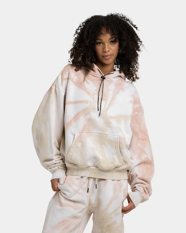 Karl Kani Signature KKJ Tie Dye Oversized Hoodie Light Sand Hoodie with Drawstring Waist Adjustable Fitted Karl Kani Signature KKJ Tie Dye Oversized Hoodie Light Sand Hoodie with Drawstring Waist Adjustable Fitted