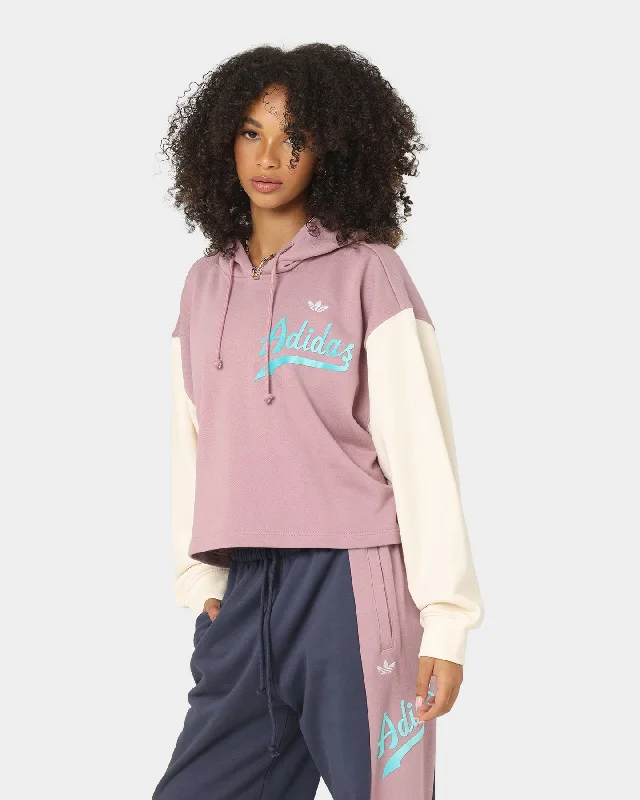 Adidas Women's Modern B-Ball Hoodie Magic Mauve/Wonder White Hoodie with Hem Elastic Stretchable Comfortable Adidas Women's Modern B-Ball Hoodie Magic Mauve/Wonder White Hoodie with Hem Elastic Stretchable Comfortable