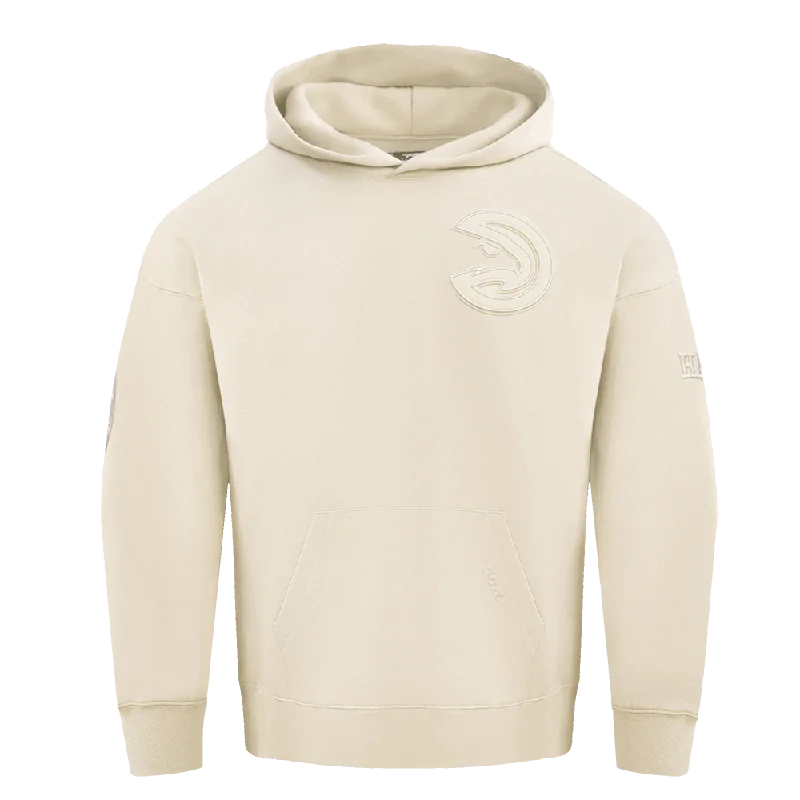 NBA ATLANTA HAWKS NEUTRAL DROP SHOULDER FLC PO HOODIE (EGGSHELL) Hoodie with Oversized Fit Loose Comfortable NBA ATLANTA HAWKS NEUTRAL DROP SHOULDER FLC PO HOODIE (EGGSHELL) Hoodie with Oversized Fit Loose Comfortable