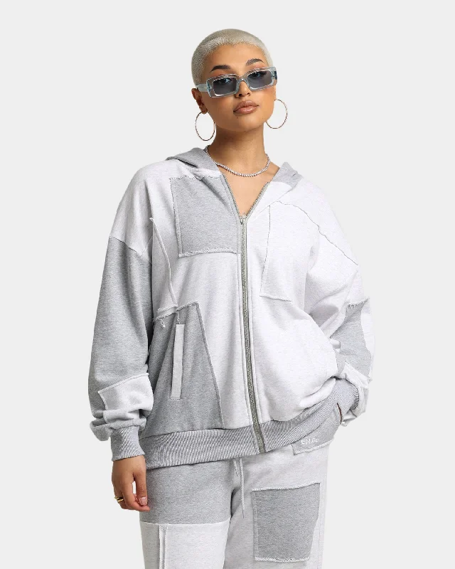 EN ES Women's Versatile Fleece Hoodie Grey Marle Hoodie with Color Block Contrast Stylish EN ES Women's Versatile Fleece Hoodie Grey Marle Hoodie with Color Block Contrast Stylish