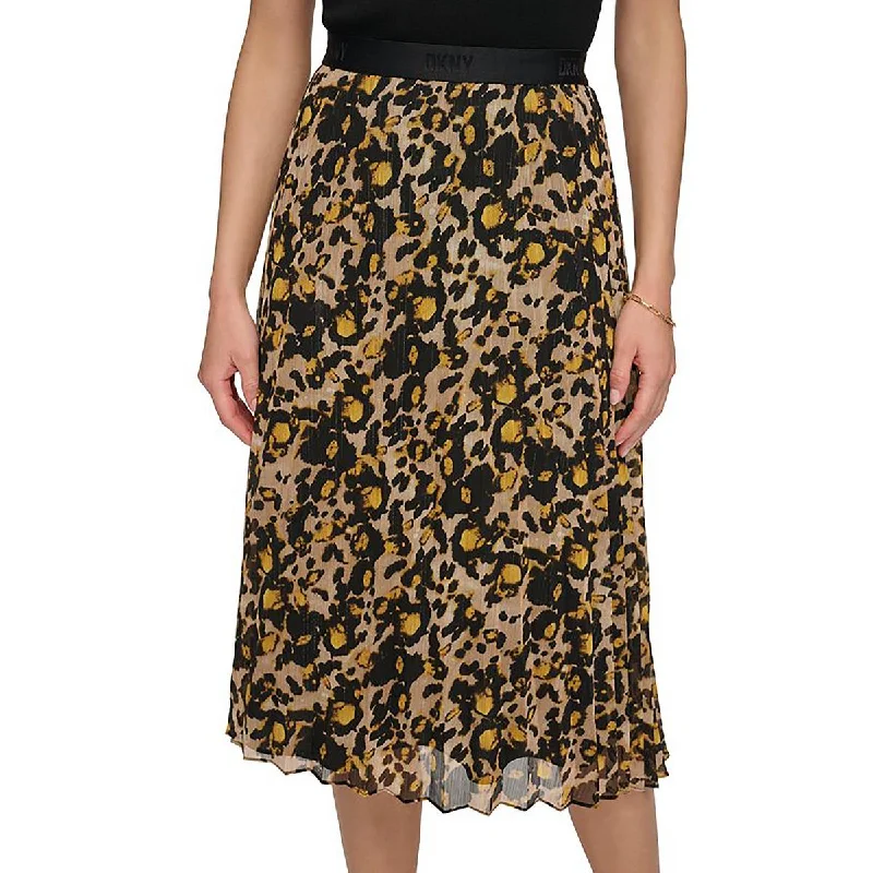 Womens Metallic Animal Print Midi Skirt seamless skirt comfort