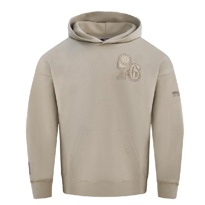 NBA PHILADELPHIA 76ERS NEUTRAL DROP SHOULDER FLC PO HOODIE (TAUPE) Hoodie with Raw Hem Edgy Unfinished NBA PHILADELPHIA 76ERS NEUTRAL DROP SHOULDER FLC PO HOODIE (TAUPE) Hoodie with Raw Hem Edgy Unfinished