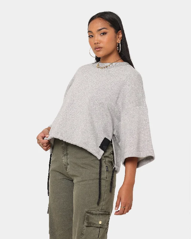 Adidas Women's Studio Lounge Fleece Sweatshirt Medium Grey Heather Hoodie with Hem Drawcord Adjustable Customizable Adidas Women's Studio Lounge Fleece Sweatshirt Medium Grey Heather Hoodie with Hem Drawcord Adjustable Customizable