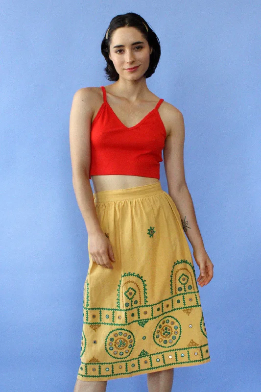 Amber Embroidered Mirror Skirt XS patchwork skirt art