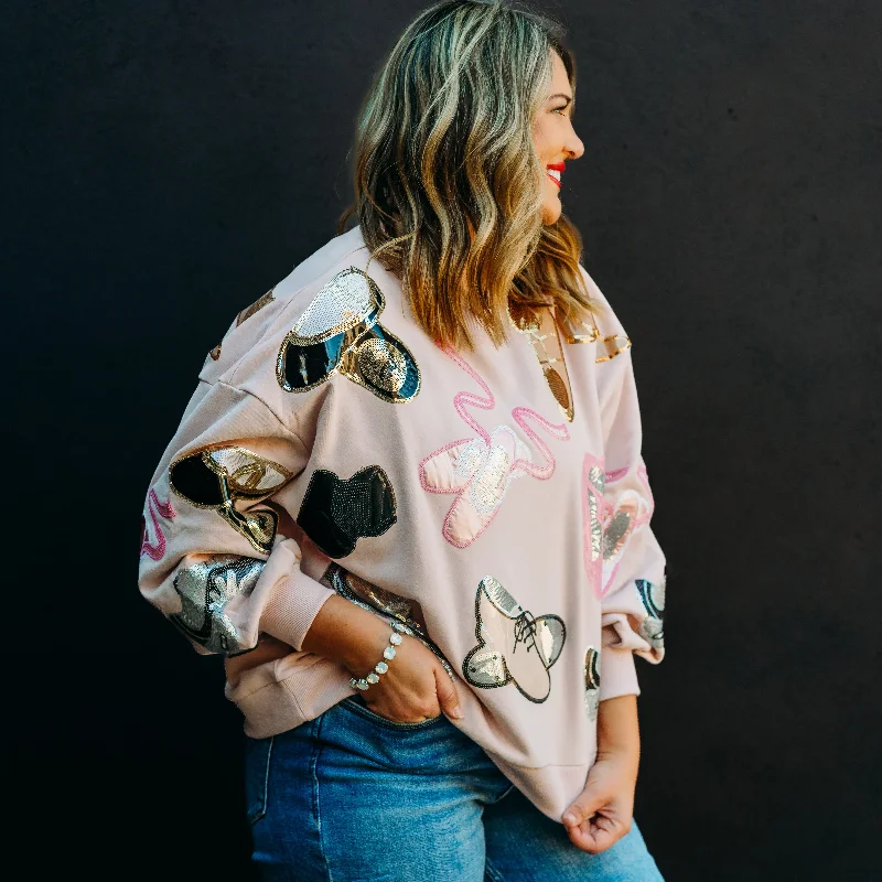 Queen of Sparkles: Light Pink Dance Shoes Sweatshirt Hoodie with Lace Feminine Delicate Queen of Sparkles: Light Pink Dance Shoes Sweatshirt Hoodie with Lace Feminine Delicate