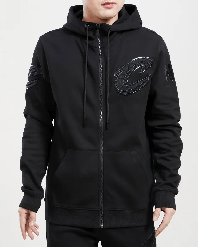 NBA CLEVELAND CAVALIERS TRIPLE BLACK FZ HOODIE (TRIPLE BLACK) Hoodie with Side Slits Relaxed Casual NBA CLEVELAND CAVALIERS TRIPLE BLACK FZ HOODIE (TRIPLE BLACK) Hoodie with Side Slits Relaxed Casual