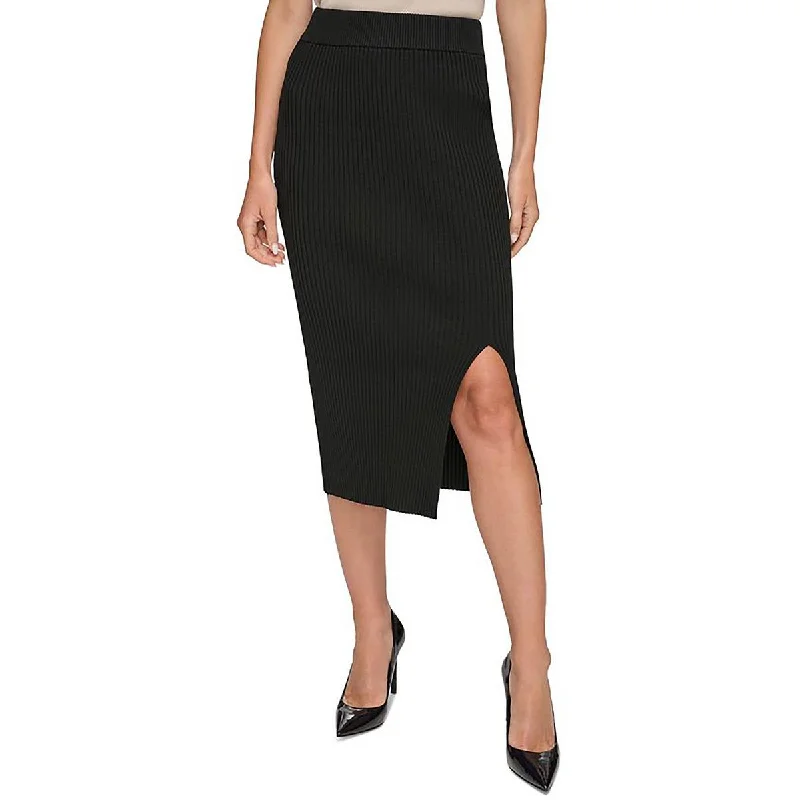 Womens Pencil Ribbed Midi Skirt athletic skirt fit