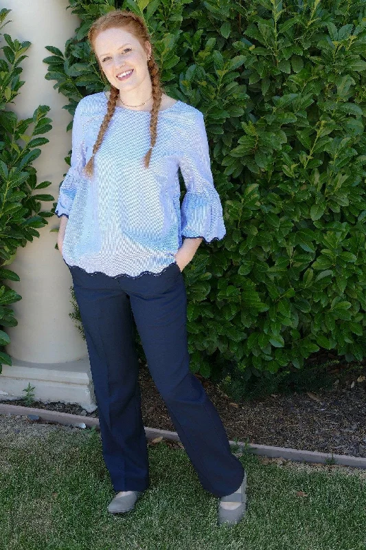 Ladies Flat Front Pant Crop Discount,