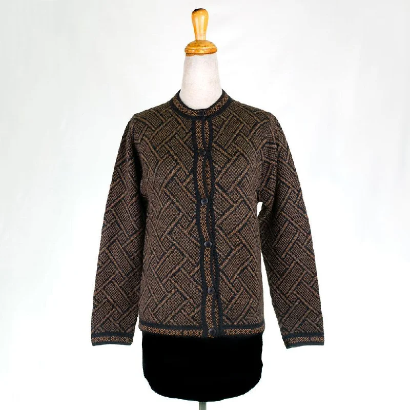 Alpaca Cardigan Buildings Chenille Brocade Lace