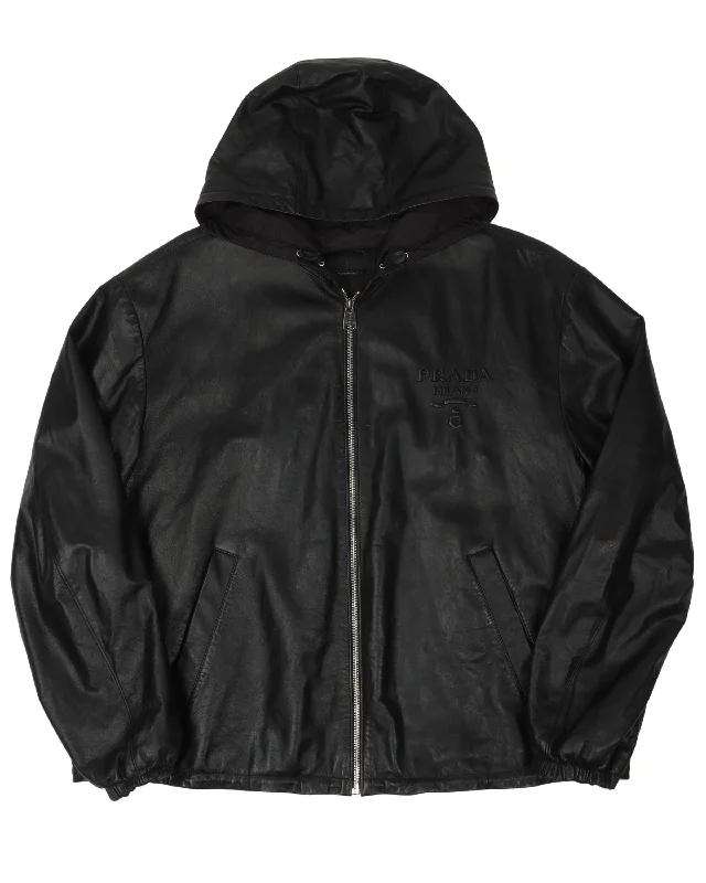 Hooded Leather Jacket Fleece Jacket Down Jacket Feather Jacket