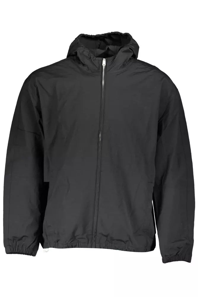 Black Cotton Men Jacket Nylon Jacket Polyester Jacket Spandex Jacket