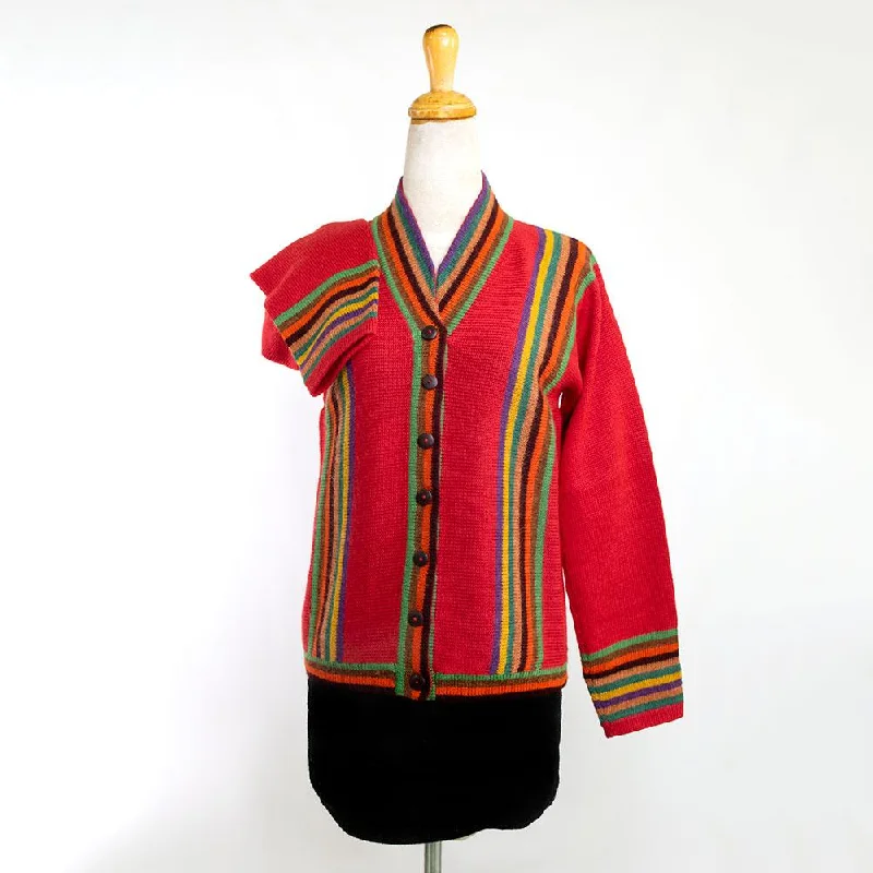 Alpaca Cardigan Arcoiris Real Fur Shearling Chenille