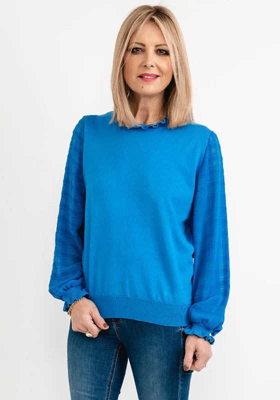 Seventy1 One Size Crepe Sleeve Knit Jumper, Blue Cotton Fabric Linen Fabric Terry Fabric Seventy1 One Size Crepe Sleeve Knit Jumper, Blue Cotton Fabric Linen Fabric Terry Fabric