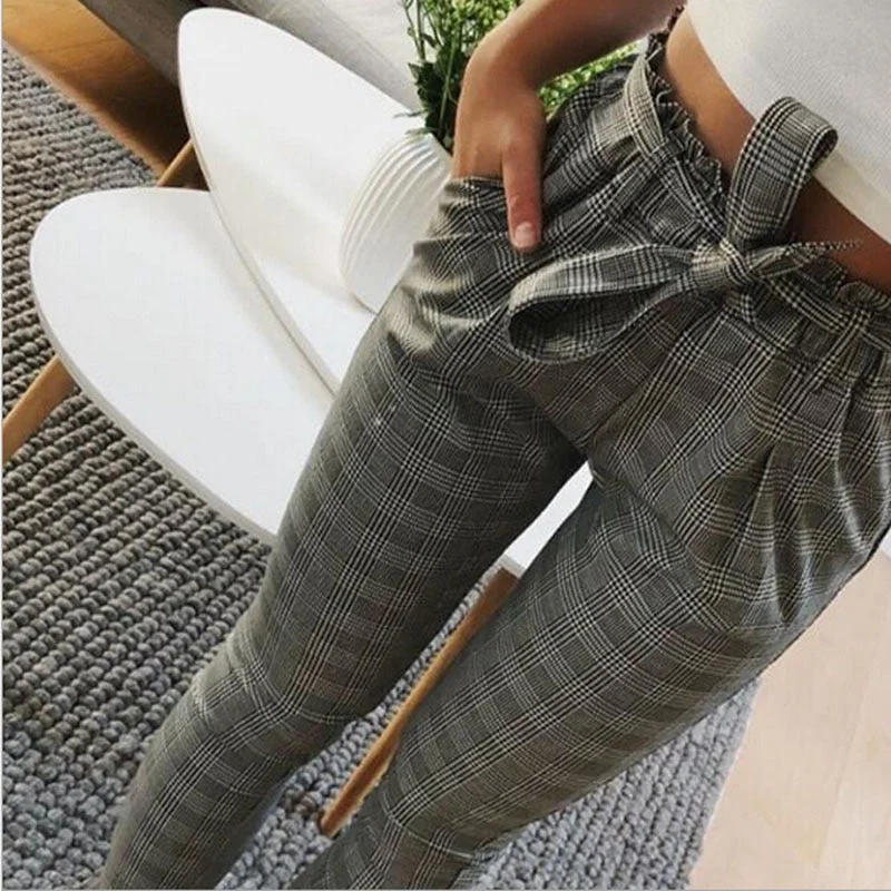 Casual Striped OL Pants Women Trouser High Waist Pant Pantalon Femme Bow Tie Pocket Pencil Pants Pantalones Mujer Cintura Alta Trousers Evening Elegant Casual Striped OL Pants Women Trouser High Waist Pant Pantalon Femme Bow Tie Pocket Pencil Pants Pantalones Mujer Cintura Alta Trousers Evening Elegant