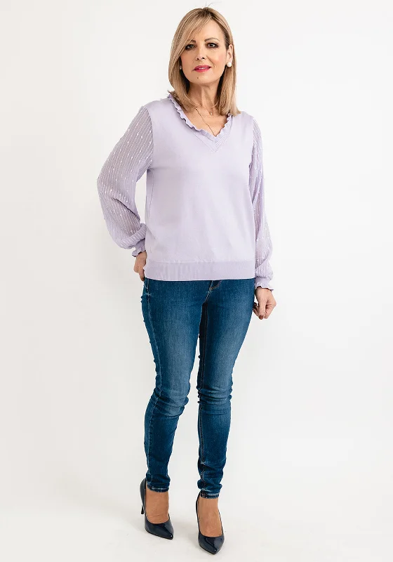 Seventy1 One Size Frill V Neck Knit Jumper, Lilac Boat Neck Shawl Collar Notched Collar Seventy1 One Size Frill V Neck Knit Jumper, Lilac Boat Neck Shawl Collar Notched Collar