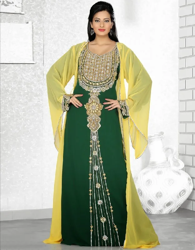 Chic Jacket Style Embroidered Kaftan & Welt Pockets Slit Pockets Flap Pockets