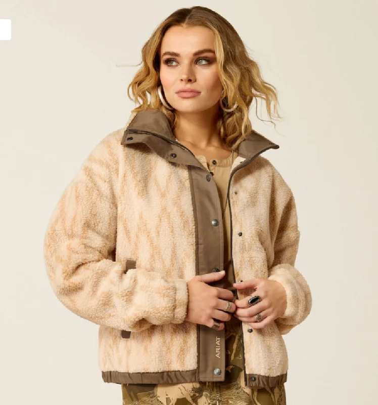 Ariat Ladies Sherpa Blocked Jacket Sand Print Denim Jacket Leather Jacket Suede Jacket Ariat Ladies Sherpa Blocked Jacket Sand Print Denim Jacket Leather Jacket Suede Jacket