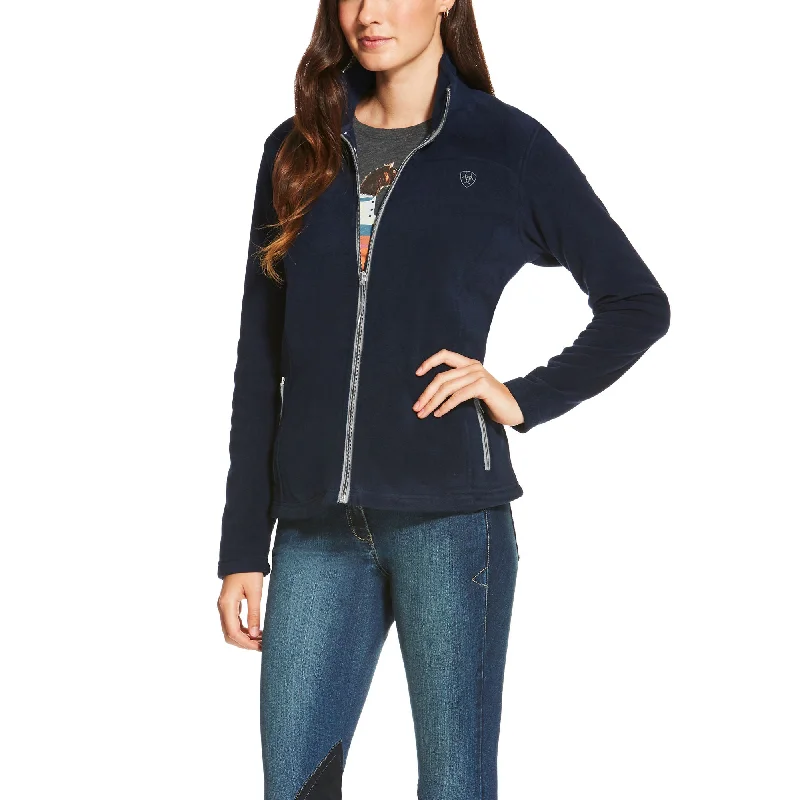 Ariat Womens Basis Full Zip Jacket Navy A-Line Jacket Boat Neck Shawl Collar