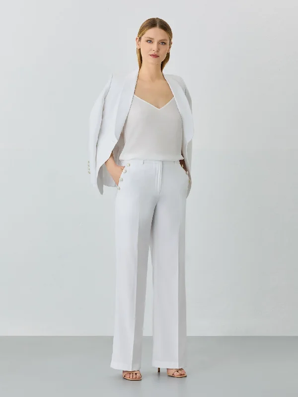 Loose White Fit Trousers In Rayon Blend Trousers versatile all-occasion