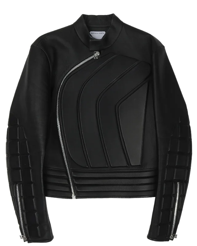 FW19 Runway Padded Leather Biker Jacket Rayon Jacket Velvet Jacket Corduroy Jacket