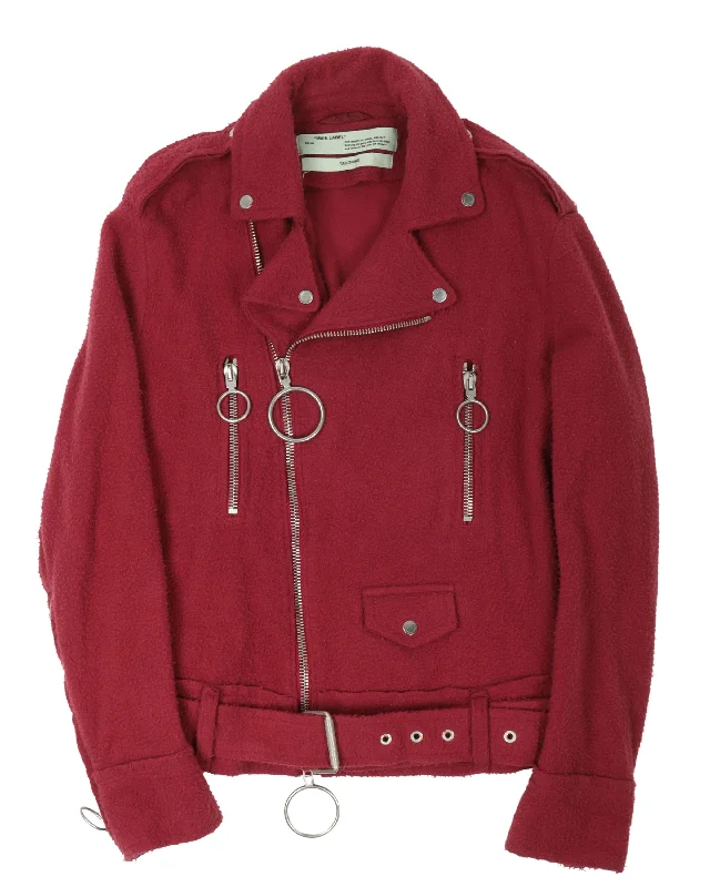 Wool Perfecto Biker Jacket Welt Pockets Slit Pockets Flap Pockets
