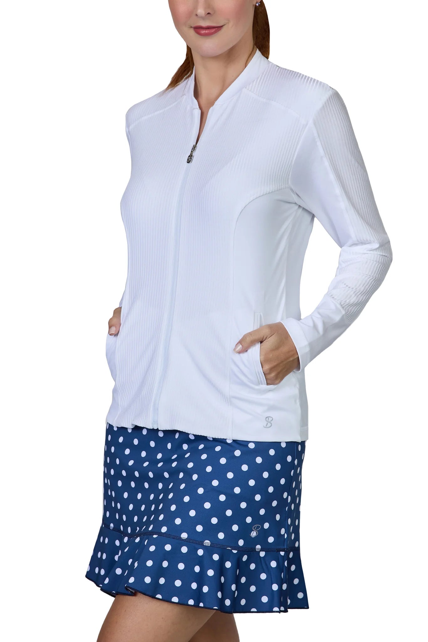 Ladies Sofibella Jacket(White) Lace Jacket Ribbed Jacket Sequined Jacket
