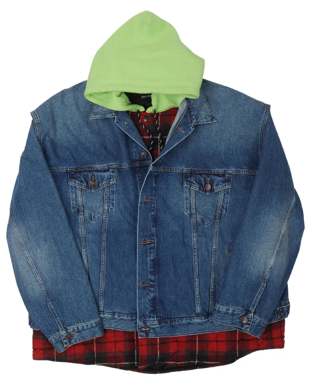 Denim Double Layer Jacket Denim Jacket Leather Jacket Suede Jacket