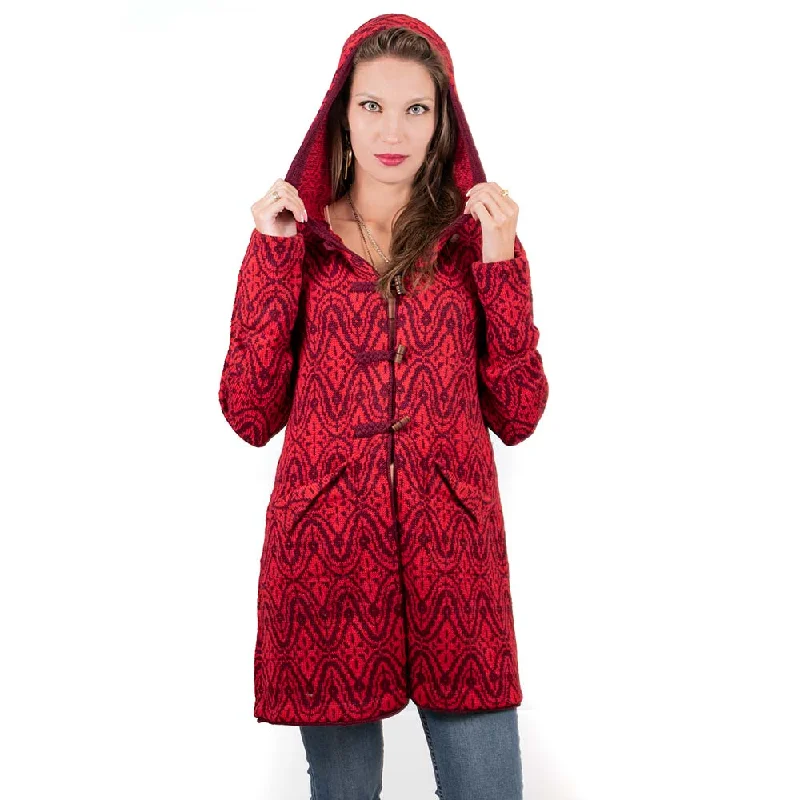 Alpaca Luna Hooded Long Cardigan in Green Cardigan Knitwear Sweater