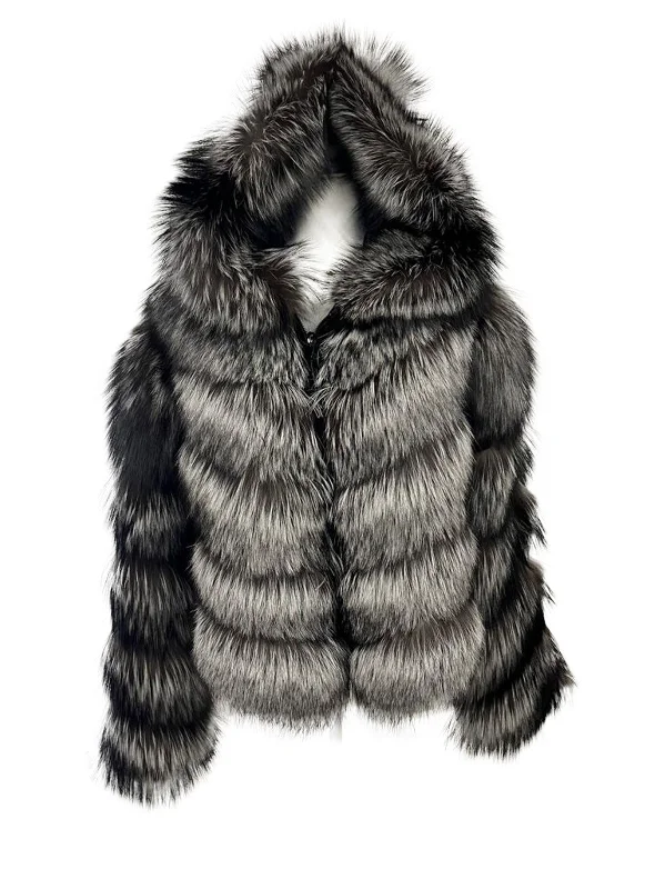 Temer Ladies Detachable Sleeve & Hood Silver Fox Jacket Herringbone Jacket Checkered Jacket Solid Jacket Temer Ladies Detachable Sleeve & Hood Silver Fox Jacket Herringbone Jacket Checkered Jacket Solid Jacket