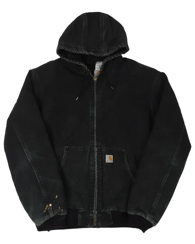 Carhartt Hooded Jacket Denim Fabric Leather Fabric Suede Fabric