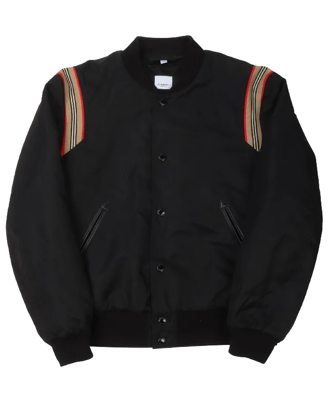 Shoulder Stripe Bomber Jacket Knit Jacket Woven Jacket Fleece Jacket